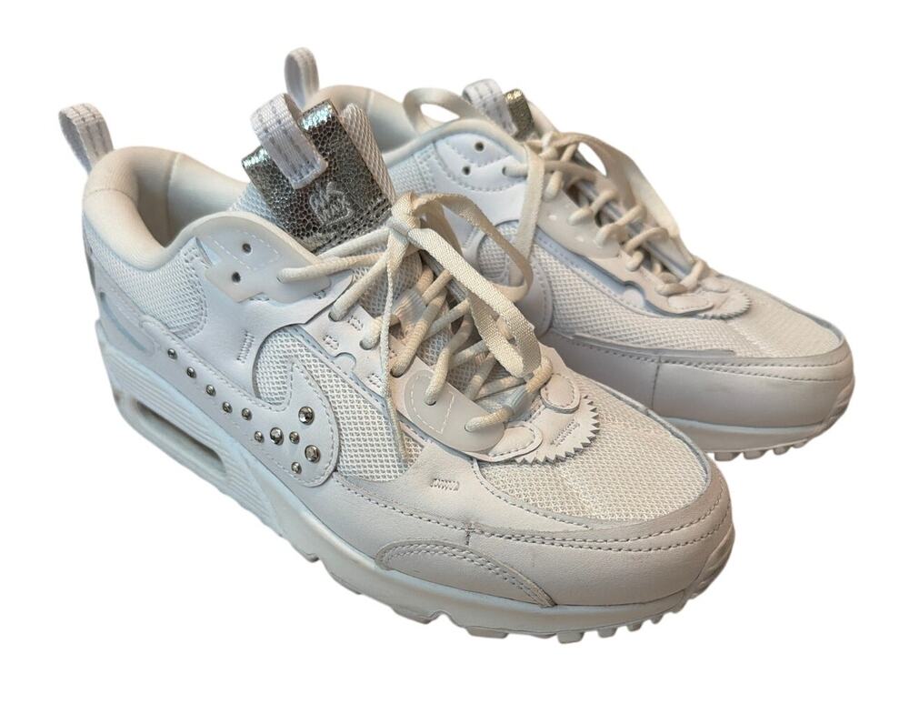 Nike Air Max 90 Futura Studded Swoosh White Silver 9 FQ8888-100